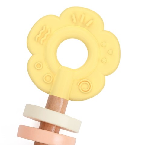 CLASSIC WORLD Drewniana Pastelowa Grzechotka Gryzak 2w1 Kwiatuszek 0+