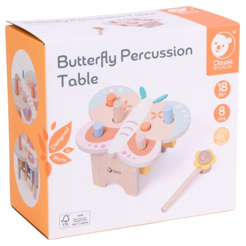 CLASSIC WORLD Wbijak Pastelowy Motylek Montessori z Młoteczkiem