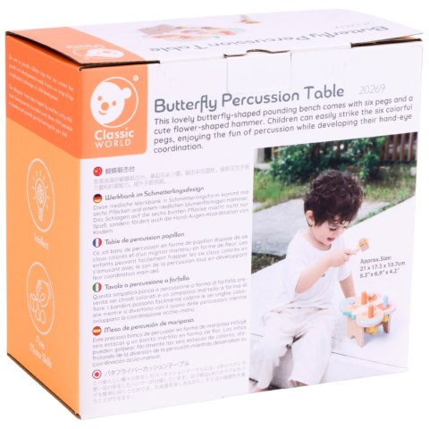 CLASSIC WORLD Wbijak Pastelowy Motylek Montessori z Młoteczkiem