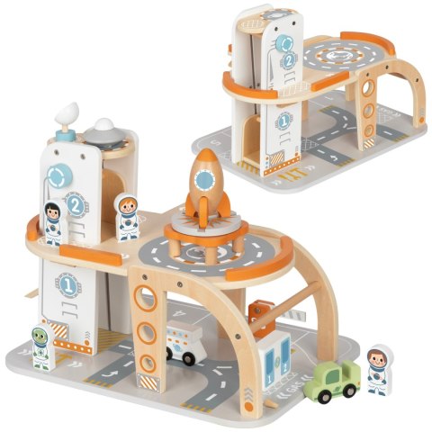 TOOKY TOY Drewniany Kosmiczny Parking Stacja Kosmiczna
