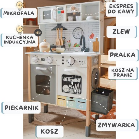 WOOPIE GREEN Drewniana Interaktywna Kuchnia 9w1 z Pralką i Tablicą