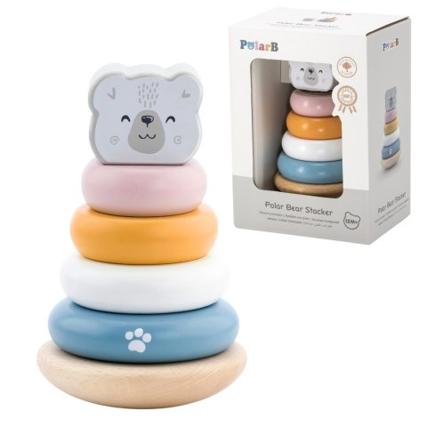 VIGA PolarB Drewniana Piramidka edukacyjna - Miś Polarny