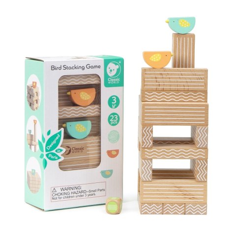 CLASSIC WORLD Drewniana Gra Edukacyjna Chwiejąca się Wieża Układanie Klocków 23el.