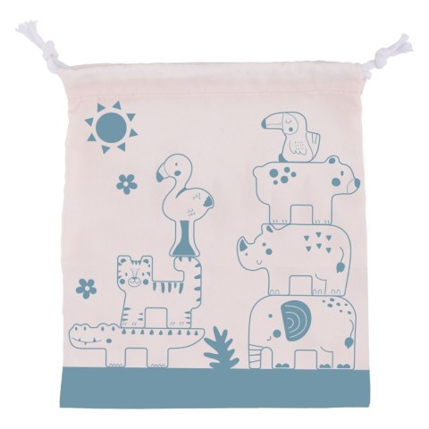 TOOKY TOY Drewniane Klocki Układanka Wieża Stacker Stosy Zwierzątka Montessori 13 el.