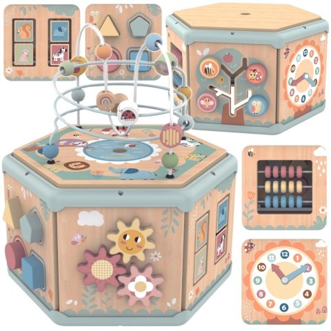 TOOKY TOY Interaktywny Drewniany Sześciokąt Montessori Otwierane Pudełko