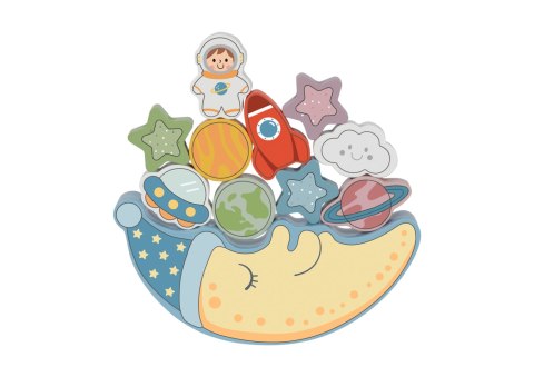 TOOKY TOY Kosmiczny Śpiący Księżyc Balansująca Układanka Drewniana Nawlekanka Montessori Kosmos