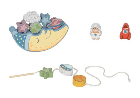 TOOKY TOY Kosmiczny Śpiący Księżyc Balansująca Układanka Drewniana Nawlekanka Montessori Kosmos