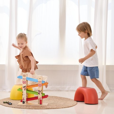 VIGA Drewniana Podwójna Zjeżdżalnia Dla Samochodzików Tor Wyścigowy