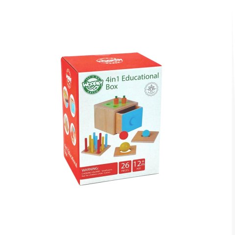 WOOPIE GREEN Drewniana Szuflada Edukacyjna 4w1 Sorter Montessori Gra w Marchewki FSC