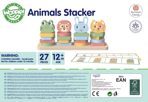 WOOPIE GREEN Układanka Montessori Piramidka Zwierzątka 27 el. FSC