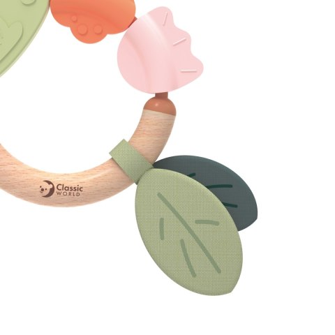 CLASSIC WORLD Drewniana Grzechotka Sensoryczna Gryzak 2w1