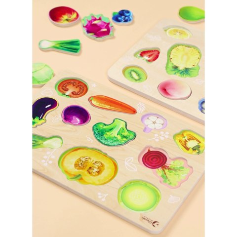 CLASSIC WORLD Układanka Drewniana Edukacyjna Warzywa Montessori 7el.