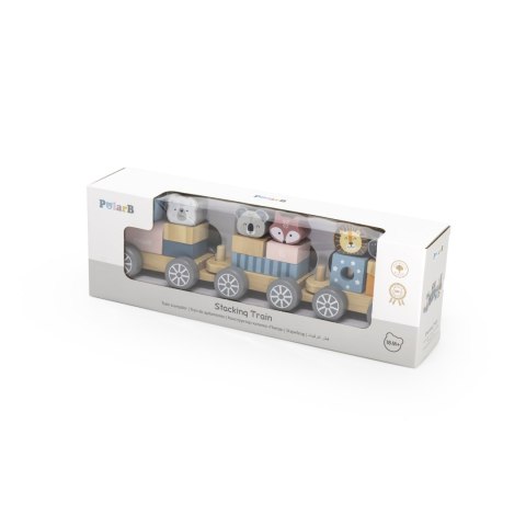 VIGA PolarB Drewniana Kolejka z Wagonikami i Zwierzątkami Do Układania Montessori