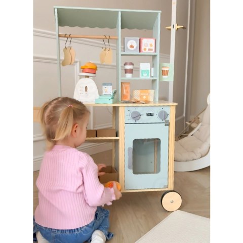 WOOPIE GREEN Duży Wielofunkcyjny Sklepik 5w1 Stragan Supermarket Restauracja Kawiarnia Kuchnia 73 el