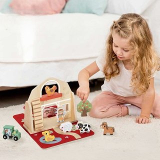 TOOKY TOY Drewniana Składana Farma w Walizce ze Zwierzątkami