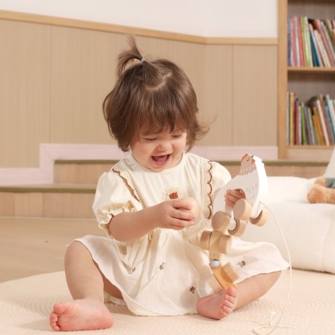 VIGA PolarB Drewniana Kurka z Pisklętami do Ciągnięcia