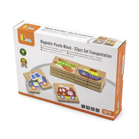 Viga Układanka drewniana puzzle magnetyczne - pojazdy Certyfikat FSC
