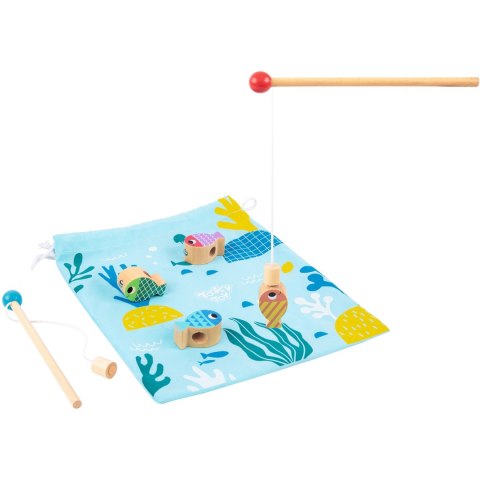 TOOKY TOY Drewniana Gra Wieloryb i Rybki Wielofunkcyjna 4w1 Montessori Łowienie Rybek Stacker Nawlekanka Wieża FSC