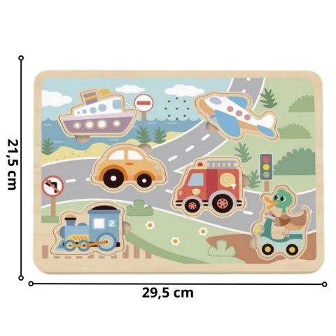 TOOKY TOY Drewniane Interaktywne Puzzle Pojazdy